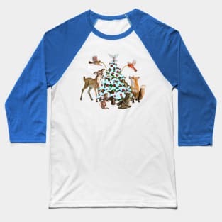 Holiday Woodland Animals Decorate the Tree Baseball T-Shirt